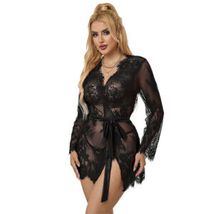 ROBE PRETO RENDADO + TANGA L/XL