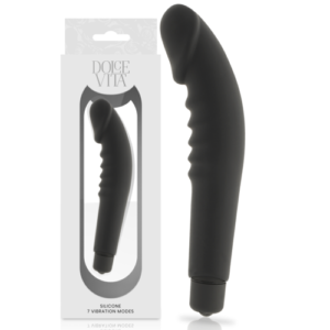DOLCE VITA - VIBRADOR DE SILICONE PRETO PARA PRAZER REALISTA