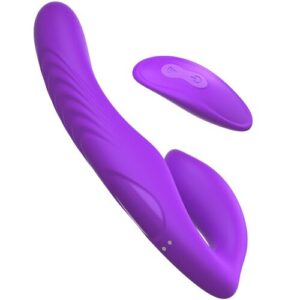 VIBRADOR DE DUPLA PENETRAÇÃO COM CONTROLE REMOTO, 9 NÍVEIS, VIOLETA