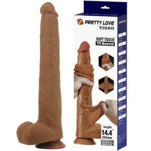 VIGGO DILDO DESLIZANTE COM TOQUE SUAVE E REALISTA, 36,5 CM, MARROM
